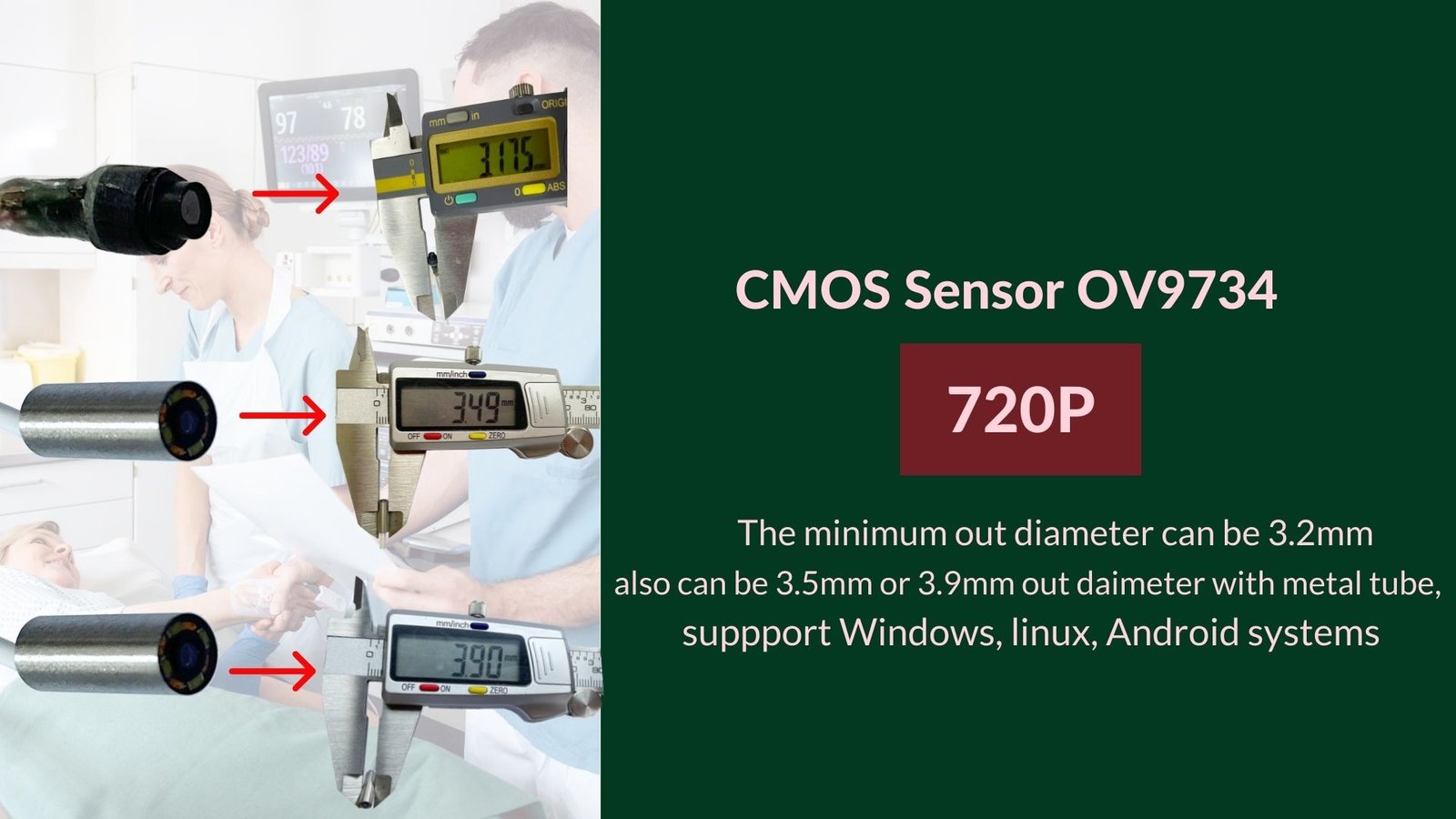 linux endoscope camera module cmos sensor 720P 3.2mm 3.5mm 3.9mm usb endoscopy camera module